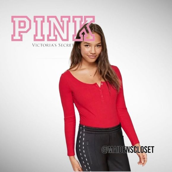 Victoria Secret PINK Ribbed Button-Up Bodysuit - Picture 5 of 10